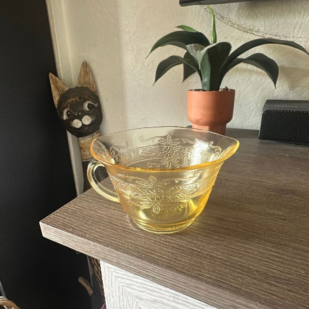 Vintage depression glass creamer tea cup vintage